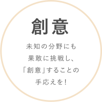 創意 未知の分野にも果敢に挑戦し、「創意」することの手応えを！